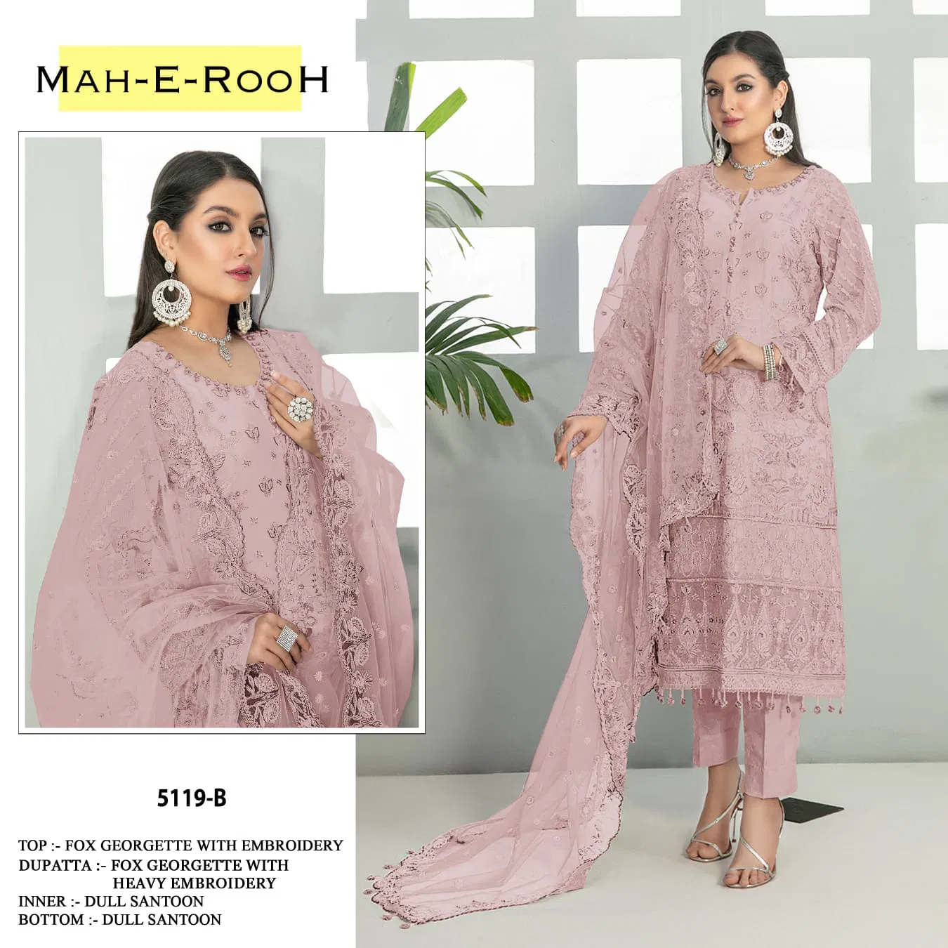 Mah E Rooh 5119 Embroidery Georgette Pakistani Suits Wholesale Shop in Surat
